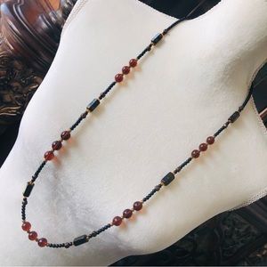 Vintage 70s natural stone long length necklace